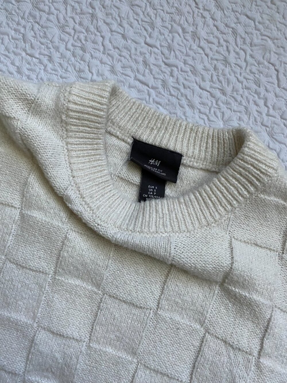 White Square Patterned Sweater - Picture 2 of 4